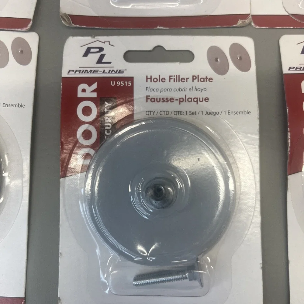 Prime Line U 9515 Door Knob Hole Cover Gray Heavy Duty Security Plate 8 Pk
